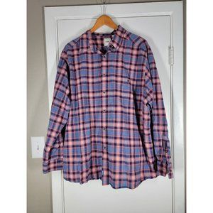 Rowm Mens Button Up Shirt Cotton Big 2XB Long Sleeve Pocket blue orange‎